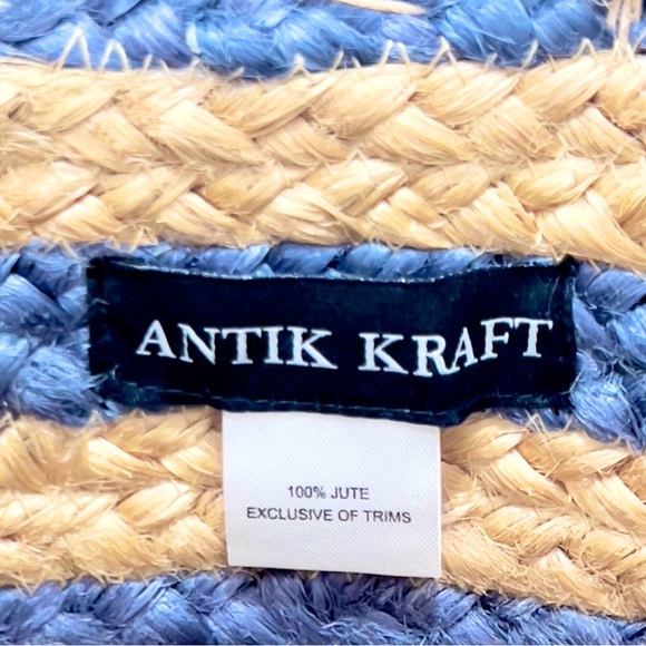 🆕 NWT Antik Kraft Striped Jute Tote - Picture 5 of 7